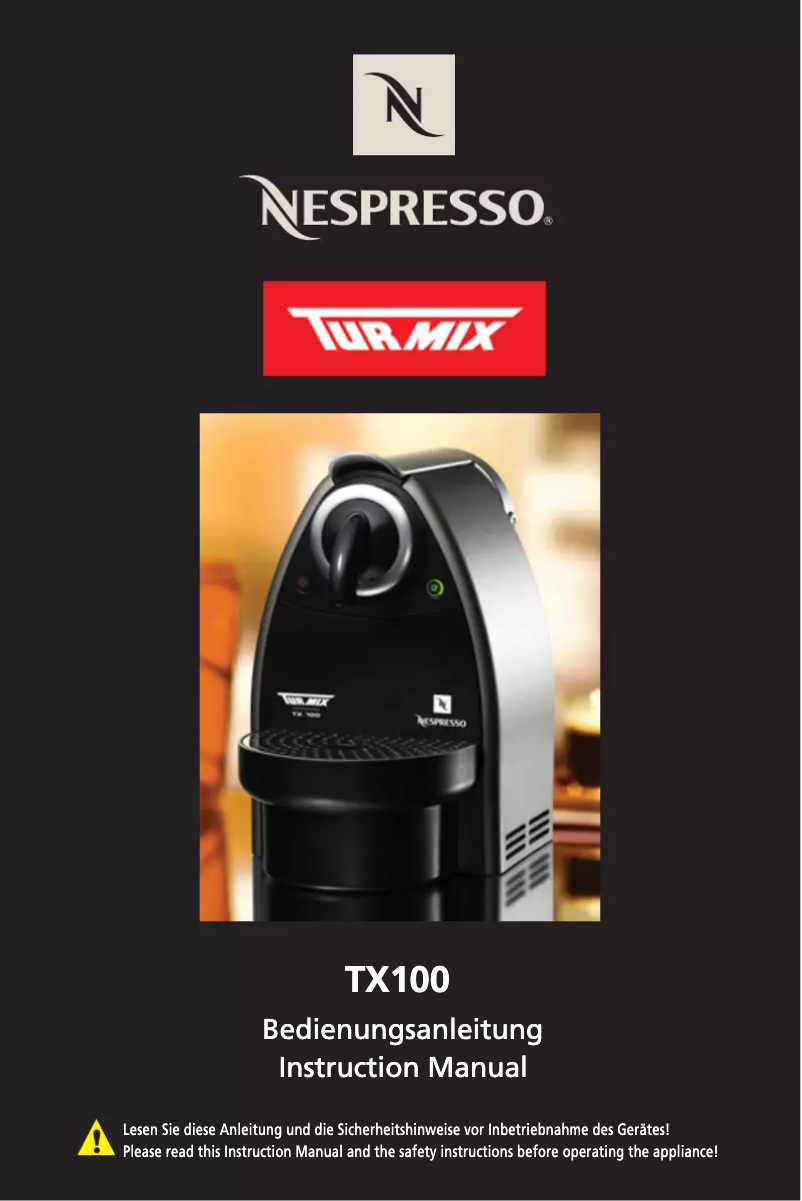 Page 1 of the manual User Manual Turmix Nespresso TX 100