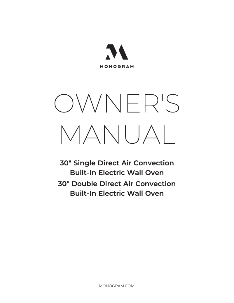 Page 1 of the manual User Manual Monogram ZTS90DSSNSS