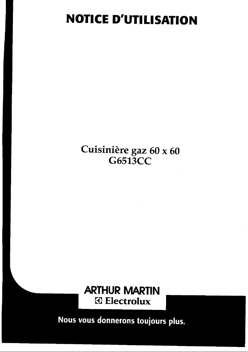 Page 1 of the manual User Manual Arthur Martin-Electrolux G6513CC