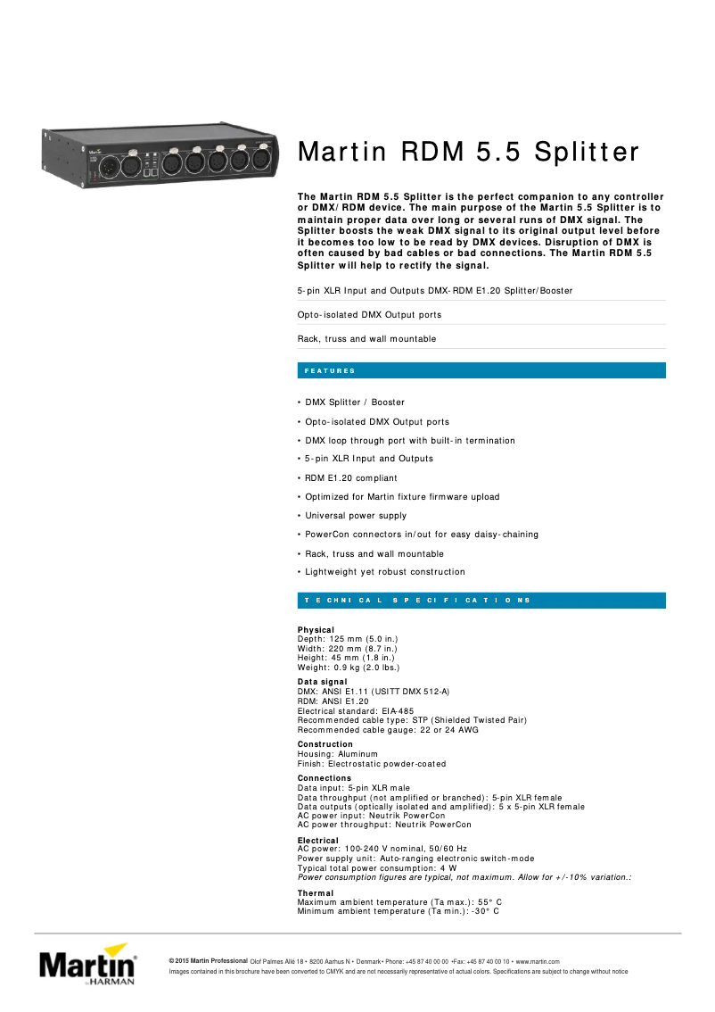 First page image of the manual for RDM 5.5 Splitter