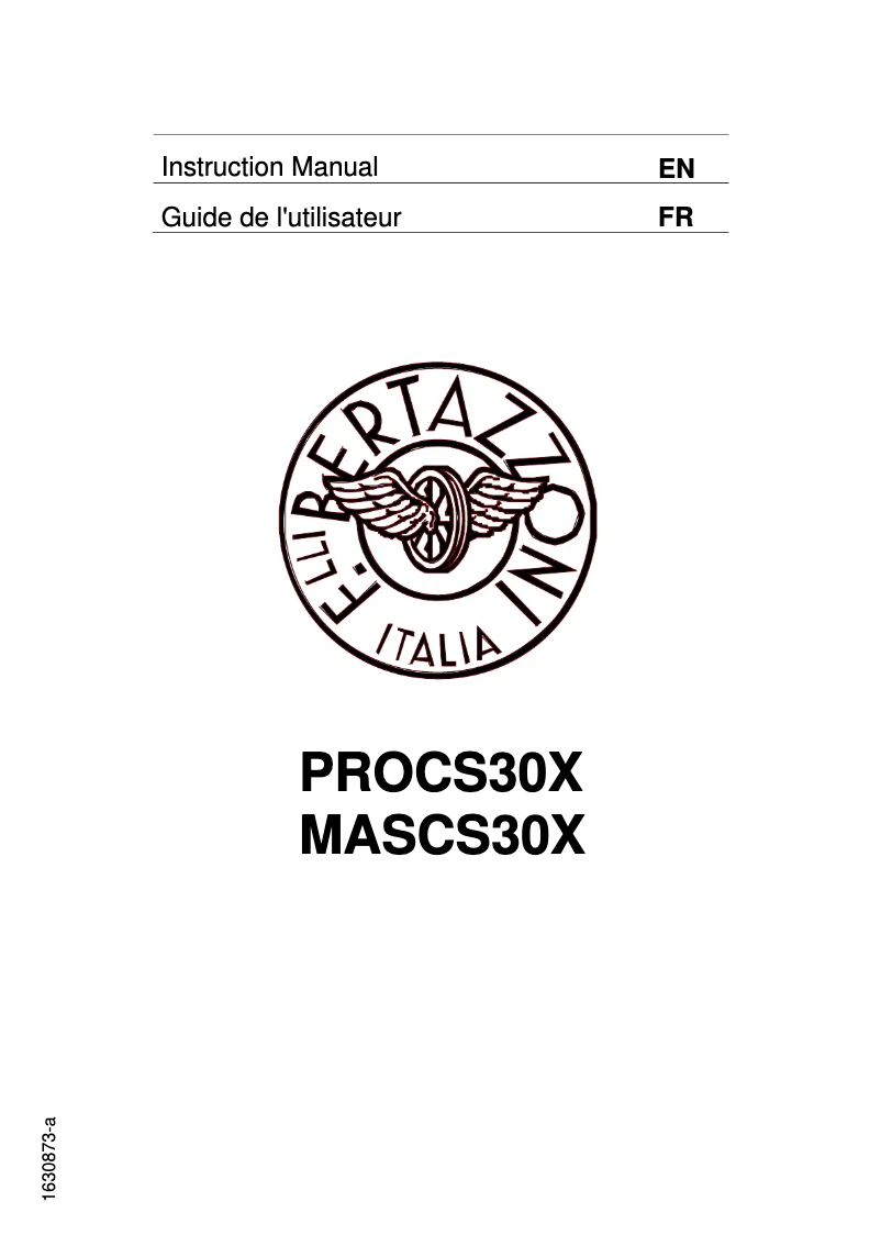 Page 1 of the manual User Manual Bertazzoni PROCS30X