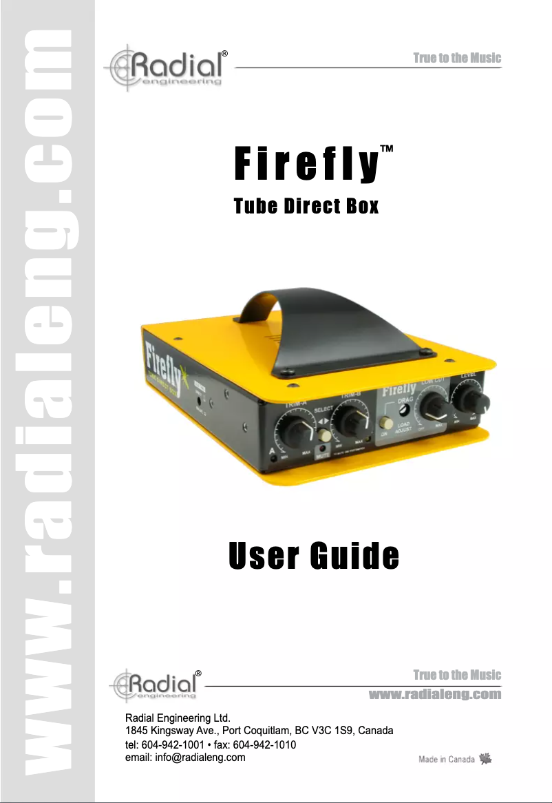 Page 1 of the manual User Manual Radial Engineering Firefly
