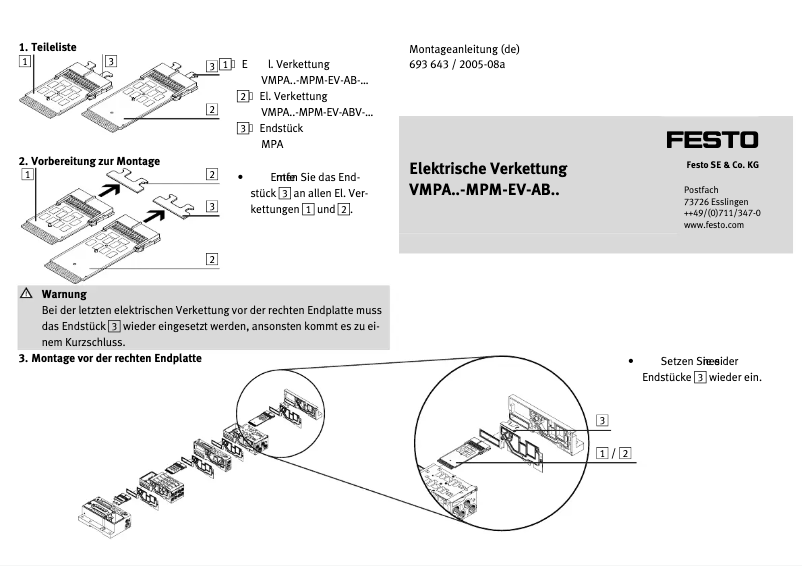 Page 1 of the manual User Manual Festo VMPA1-MPM-EV-AB-8