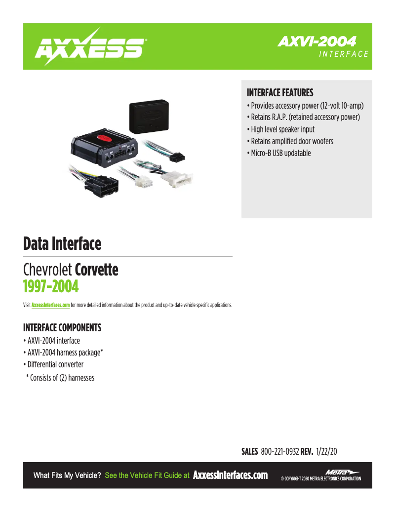 First page image of the manual for AXVI-2004