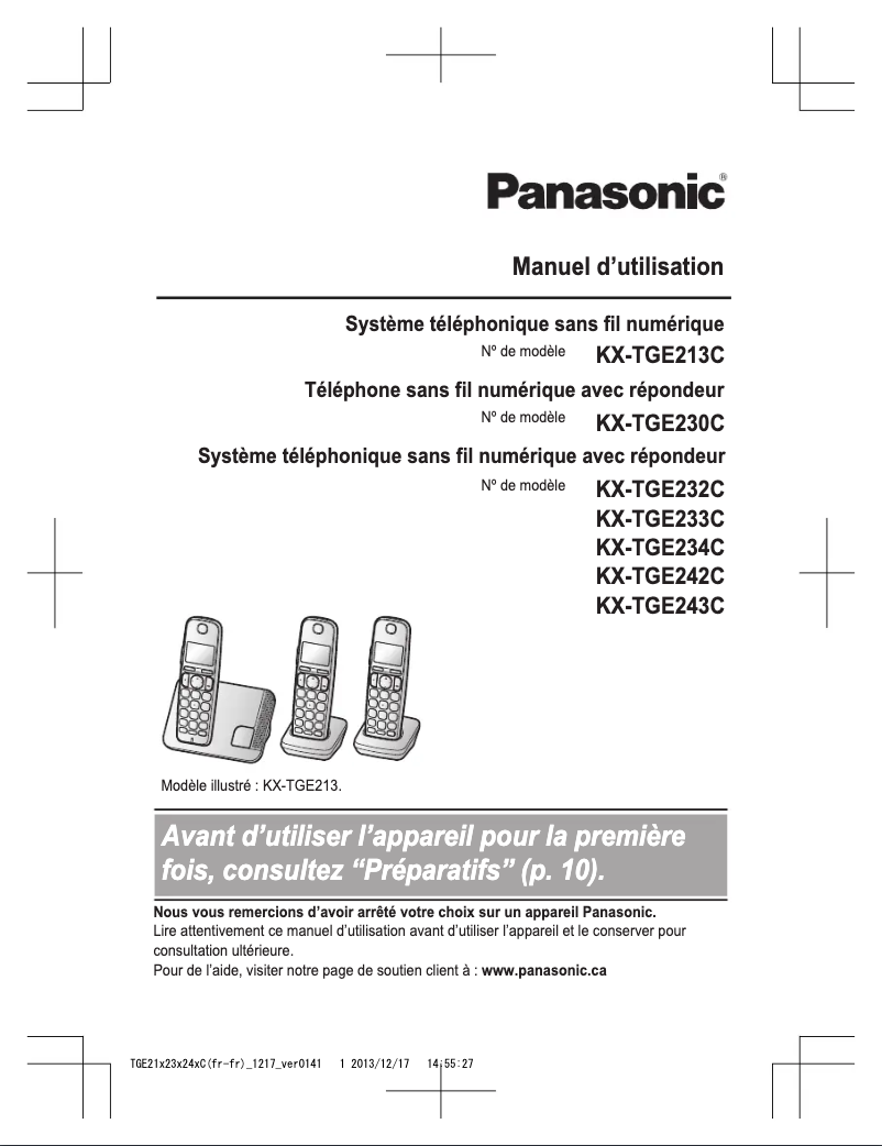 Page 1 of the manual User Manual Panasonic KX-TGE240