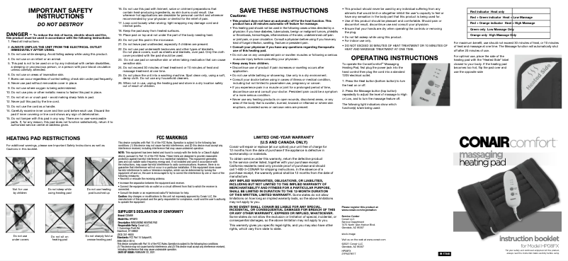 Page 1 of the manual User Manual Conair HP08FX