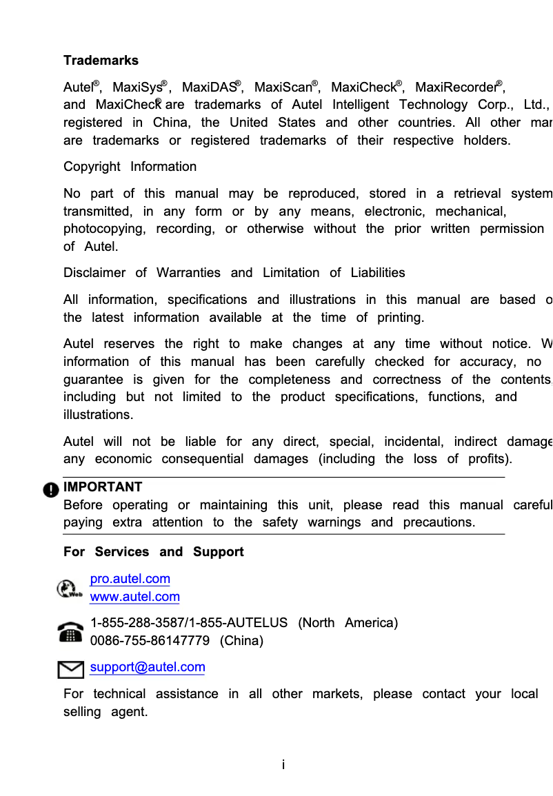 First page image of the manual for AutoLink AL629