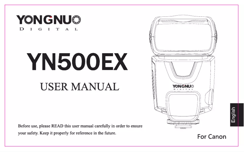 First page image of the manual for Speedlite YN500EX