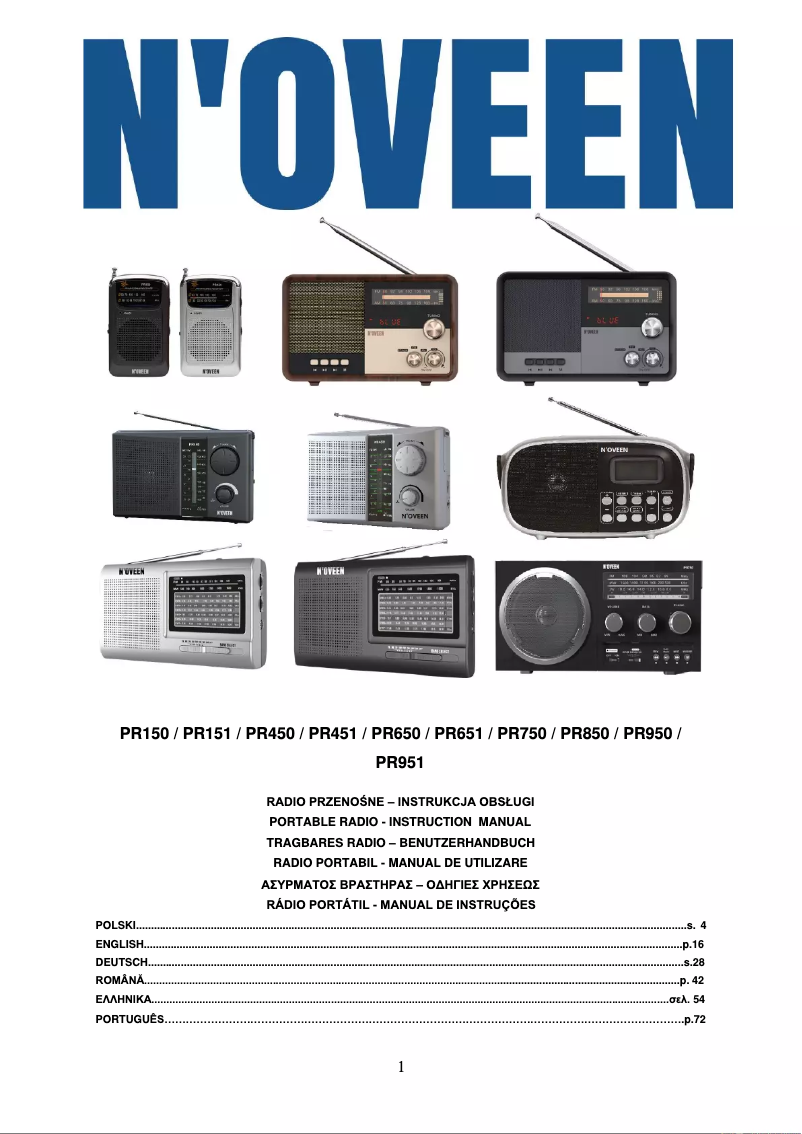 Page 1 of the manual User Manual N'oveen PR151