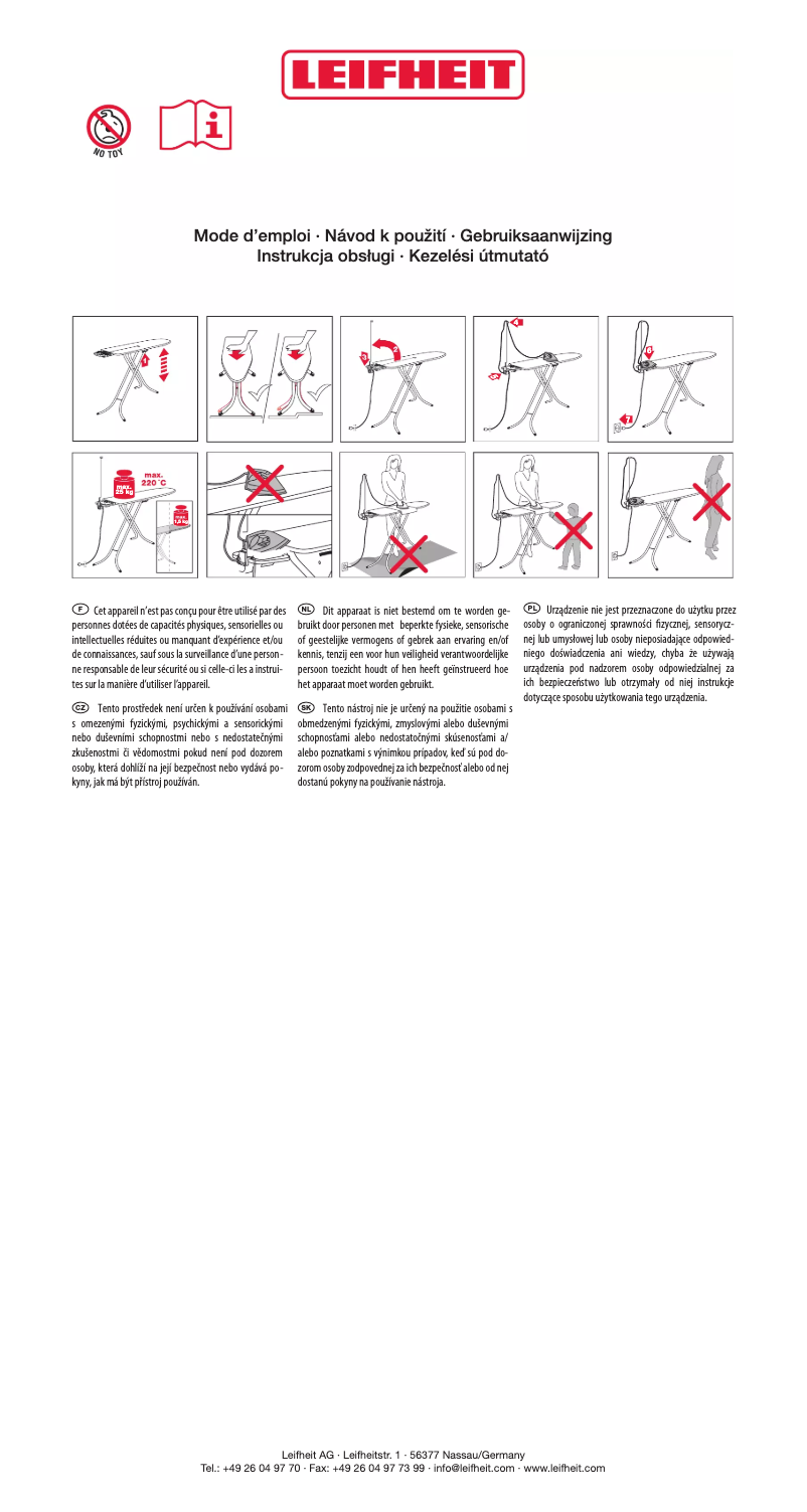 Page 1 of the manual User Manual Leifheit Air Board M Compact Plus 72616