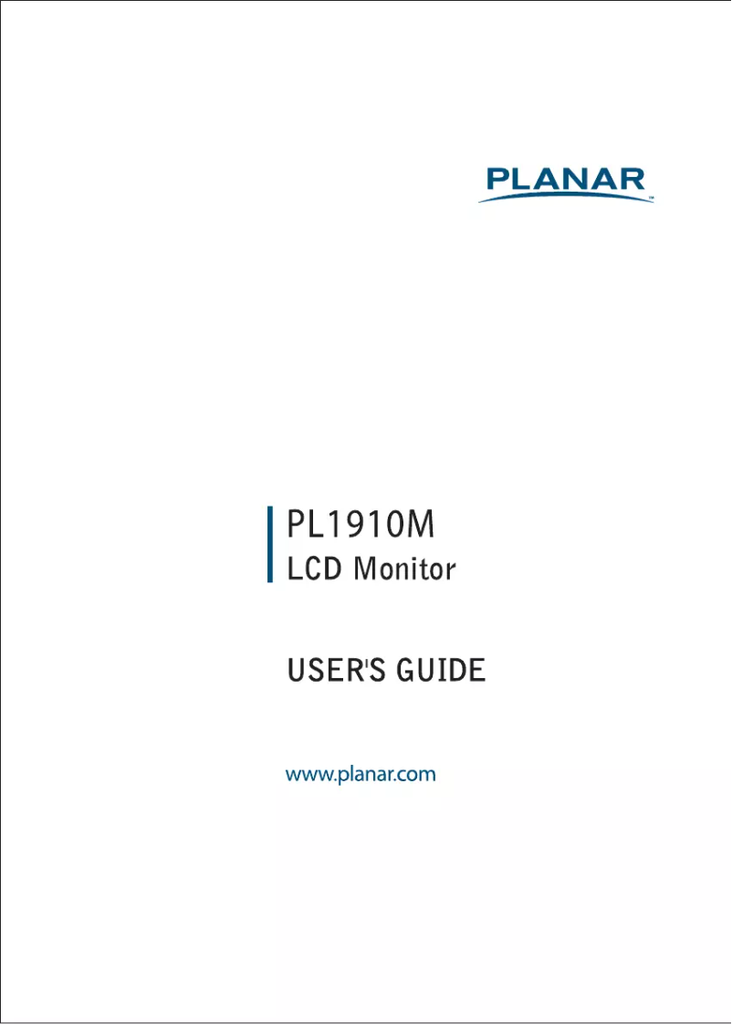 Page 1 of the manual User Manual Planar PL1910M