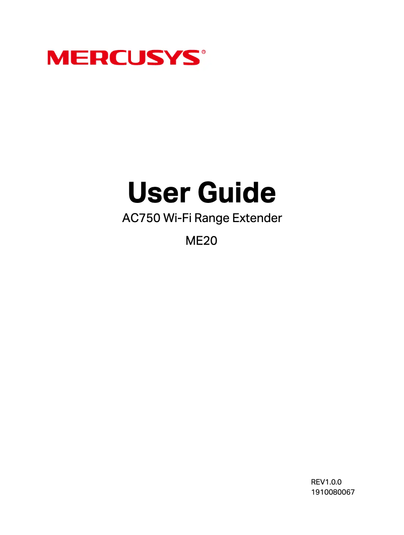 Page 1 de la notice Manuel utilisateur Mercusys ME20