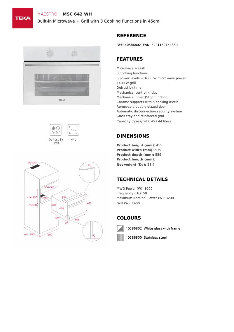 Page 1 of the manual User Manual Teka MSC 642