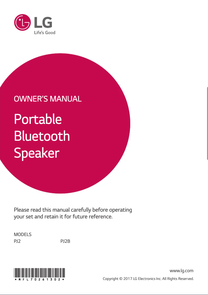 Page 1 of the manual User Manual LG PJ2B