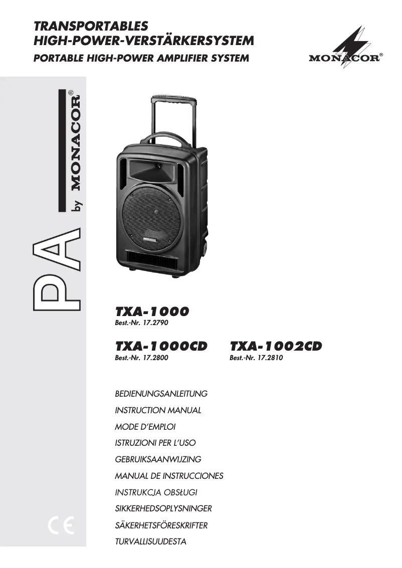 First page image of the manual for TXA-1000CD