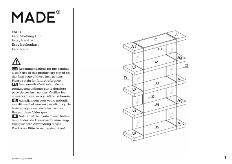 Page 1 of the manual User Manual MADE Esco Shelf