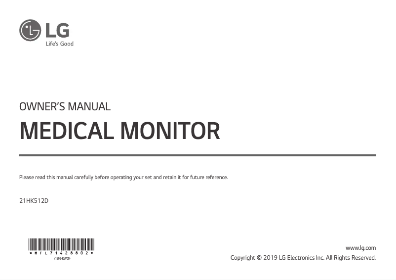 Page 1 of the manual User Manual LG 21HK512D