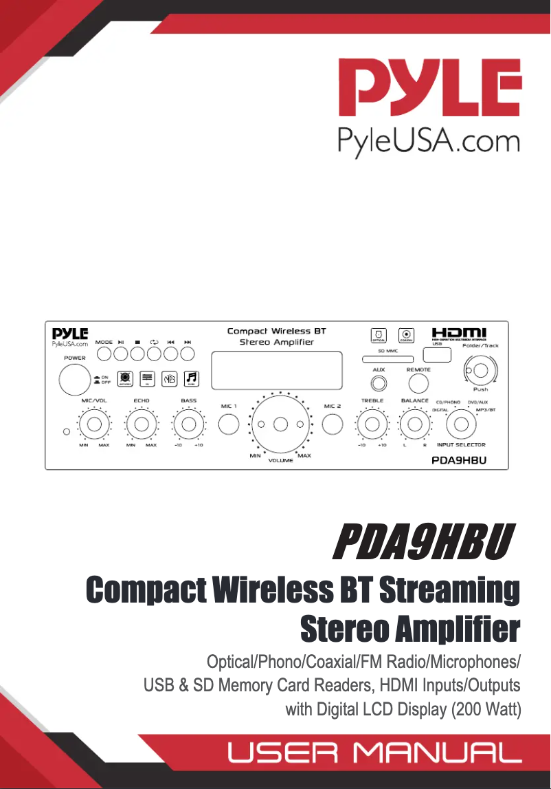 Page 1 of the manual User Manual Pyle PDA9HBU