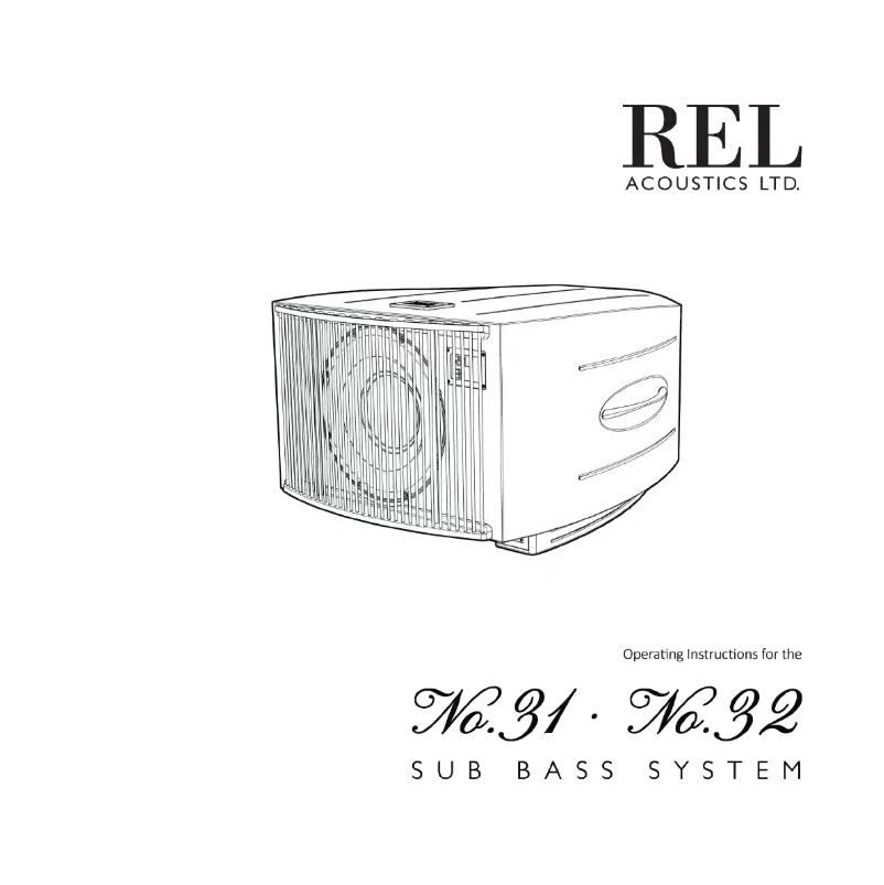 Page 1 of the manual User Manual REL Acoustics No.31