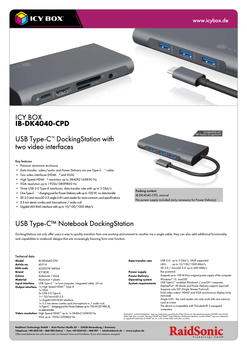 First page image of the manual for IB-DK4040-CPD