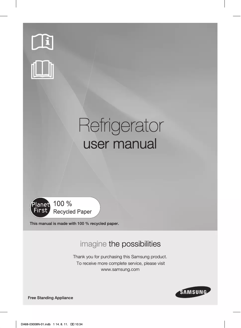 Page 1 of the manual User Manual Samsung RR35H6110SP