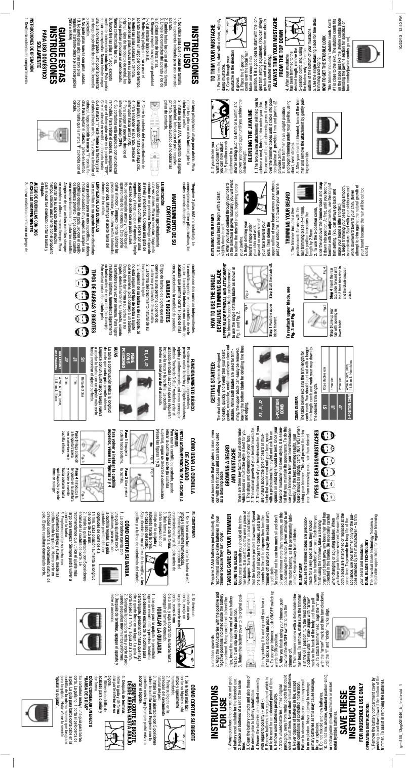 Page 1 of the manual User Manual Conair Twin Trim GMT155
