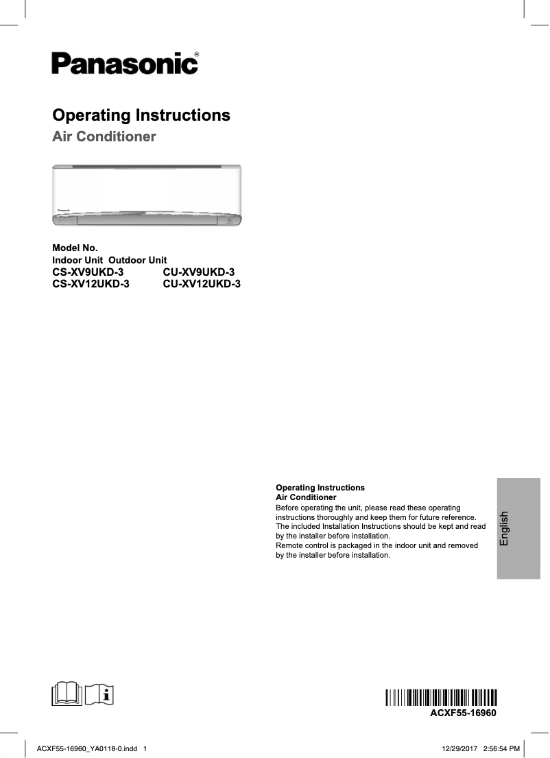 Page 1 of the manual User Manual Panasonic CS-XV9UKD-3