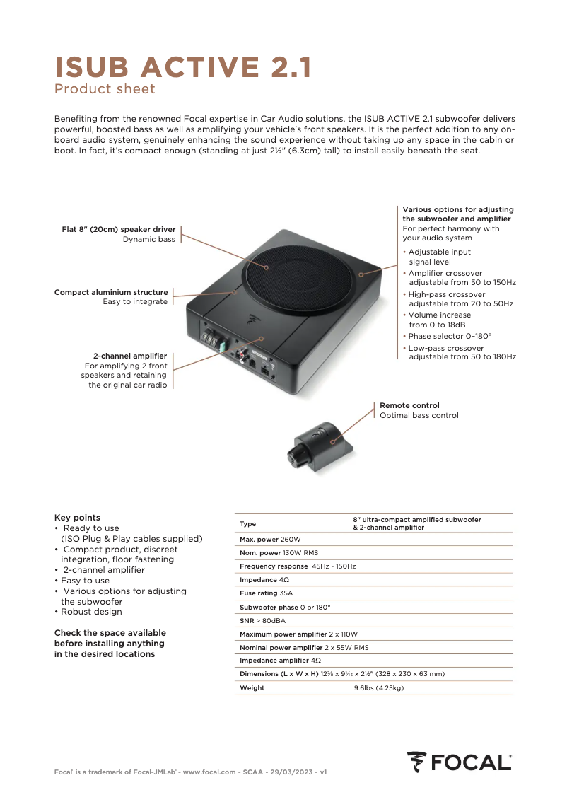 First page image of the manual for ISUB Active 2.1