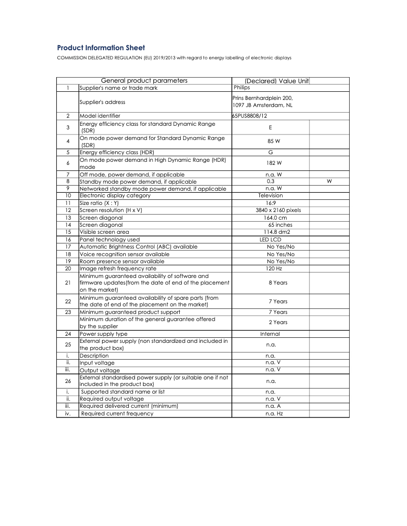 First page image of the manual for 55PUS8808
