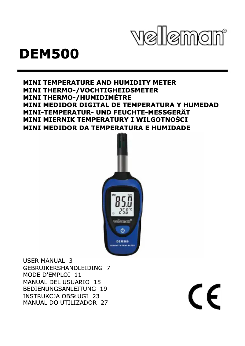 Page 1 of the manual User Manual Velleman DEM500