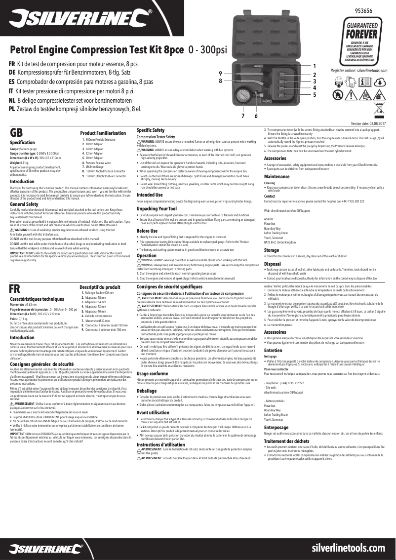 Page 1 of the manual User Manual Silverline 953656