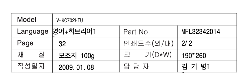 First page image of the manual for V-KC702HTU