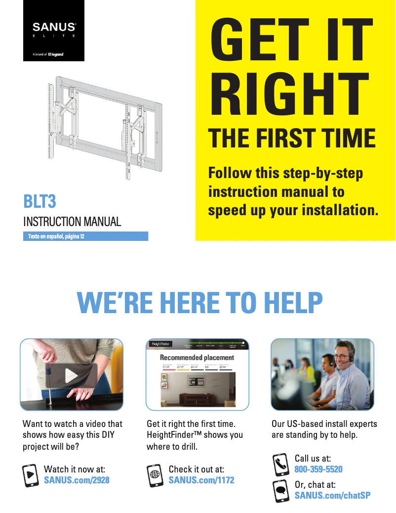 Page 1 of the manual Instructions / Assembly Sanus BLT3