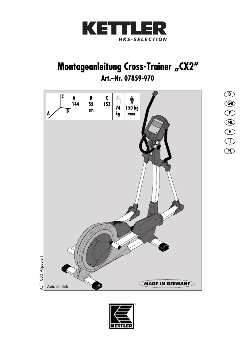 Page 1 of the manual User Manual Kettler CX2