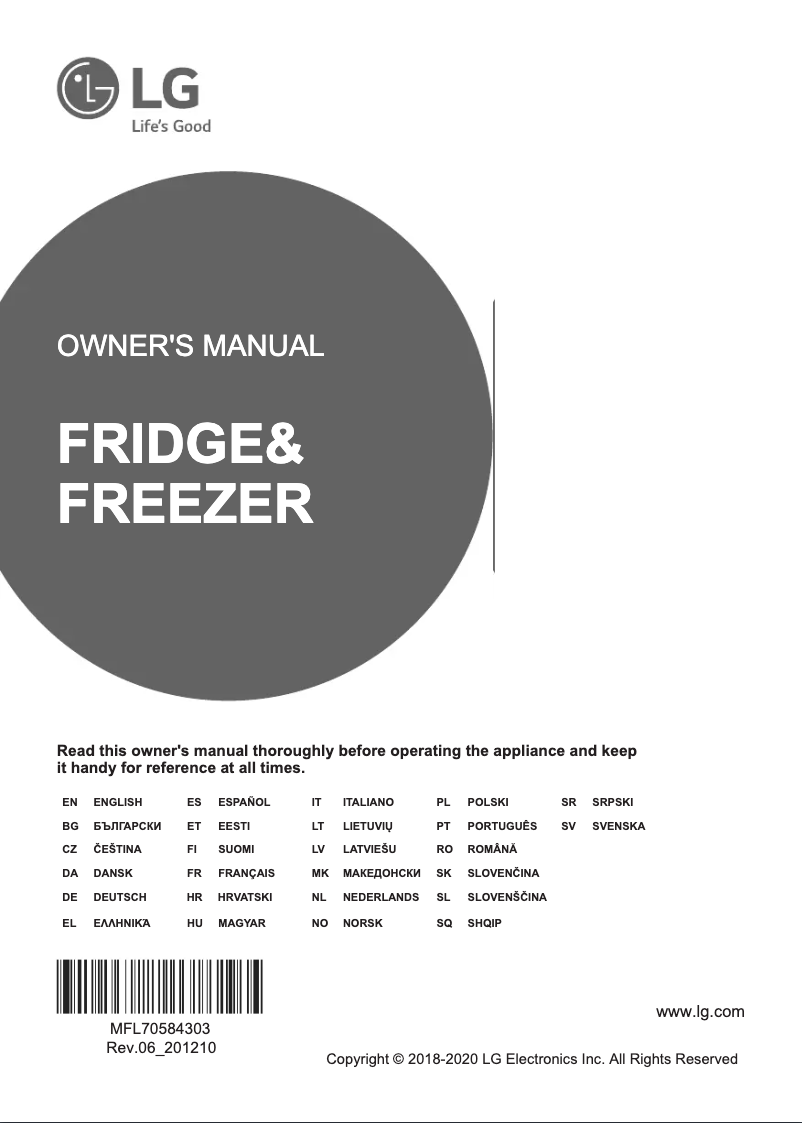 Page 1 of the manual User Manual LG GBB72MCDZN