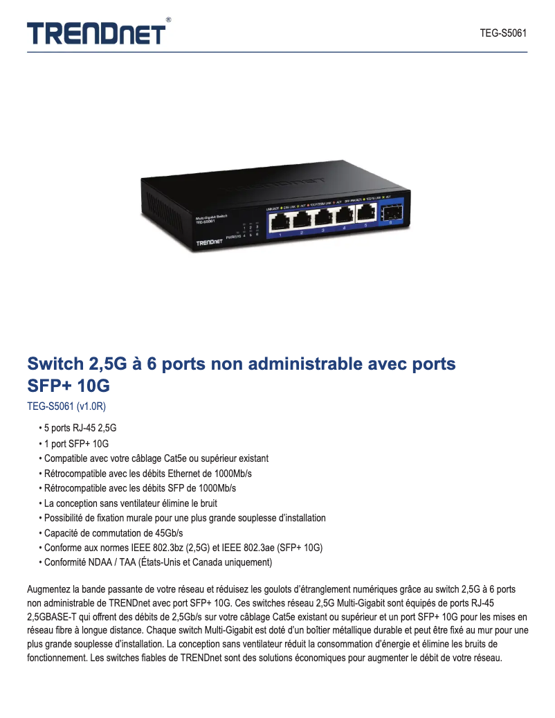 First page image of the manual for TEG-S5061