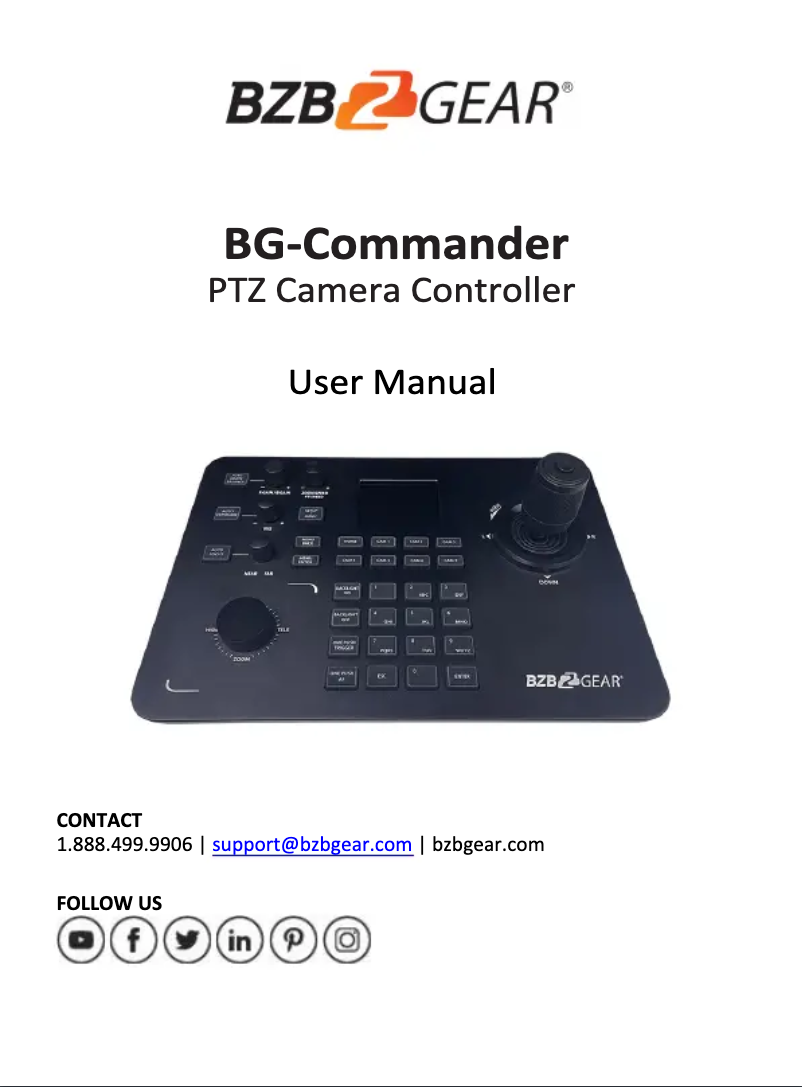 Page 1 de la notice Manuel utilisateur BZBGear BG-Commander