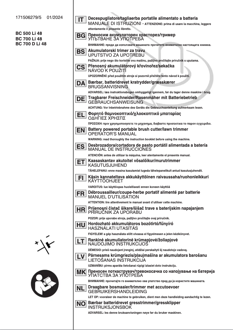 Page 1 of the manual User Manual Stiga BC 700e