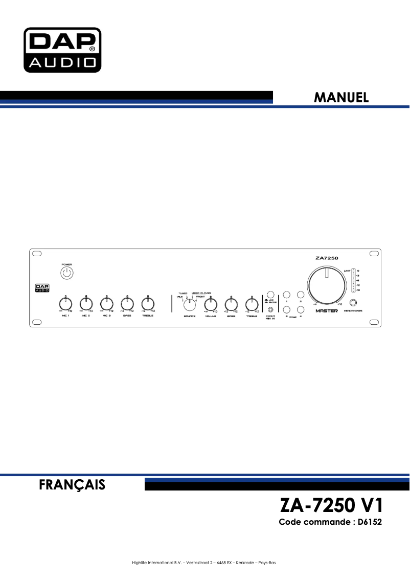 Page 1 of the manual User Manual DAP-Audio ZA-7250