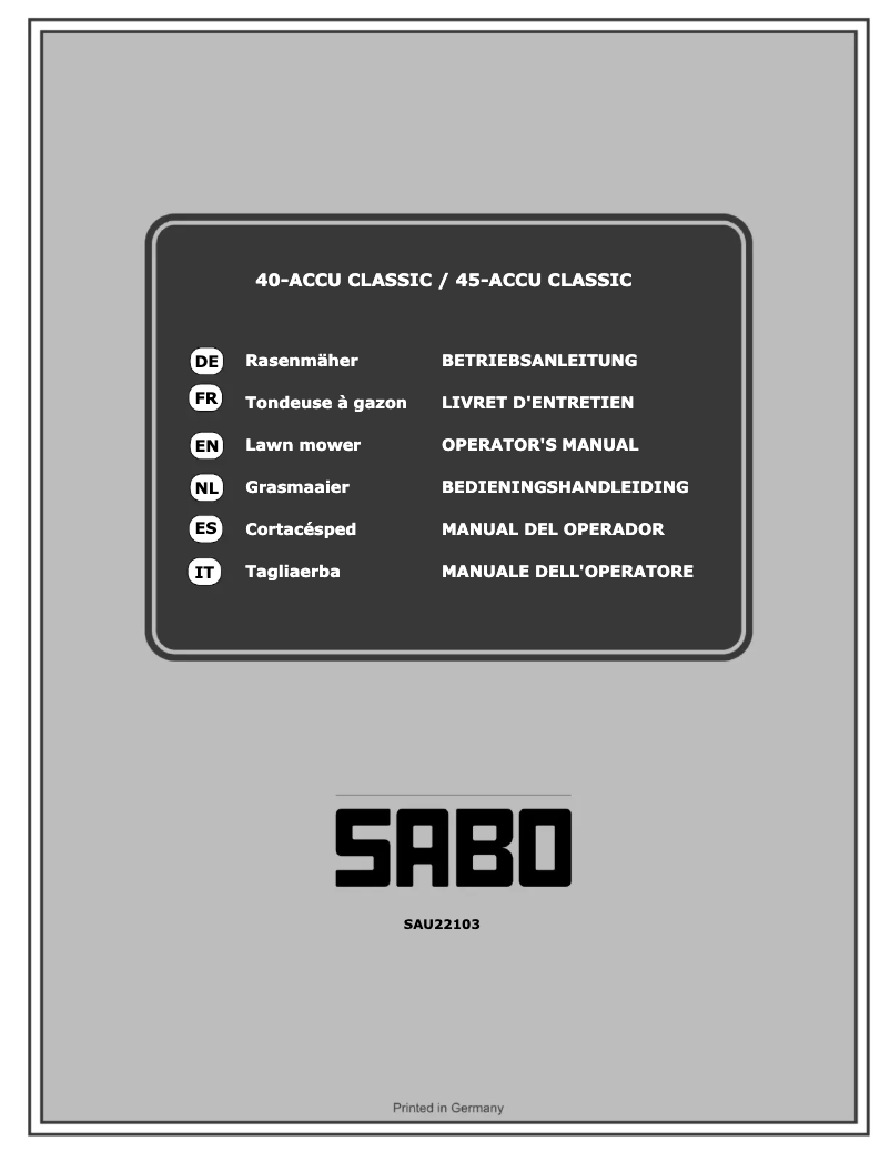 Page 1 of the manual User Manual SABO 40-ACCU CLASSIC