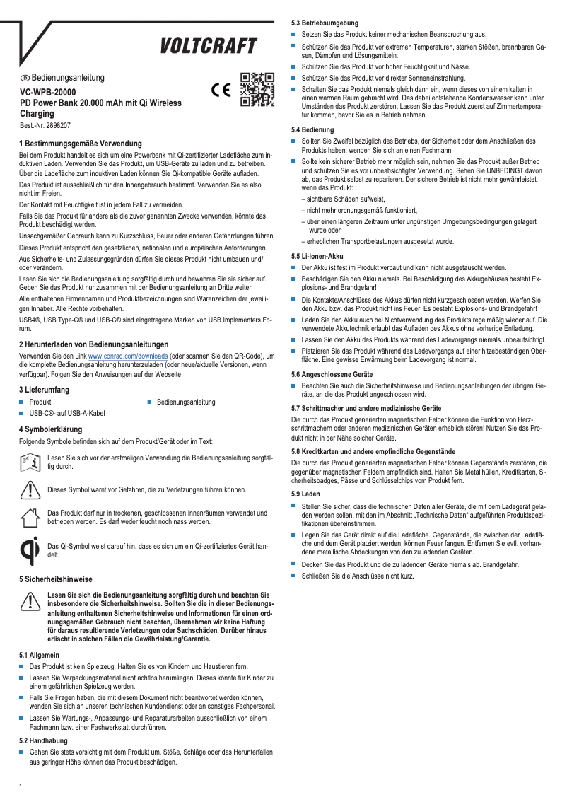 First page image of the manual for VC-WPB-20000