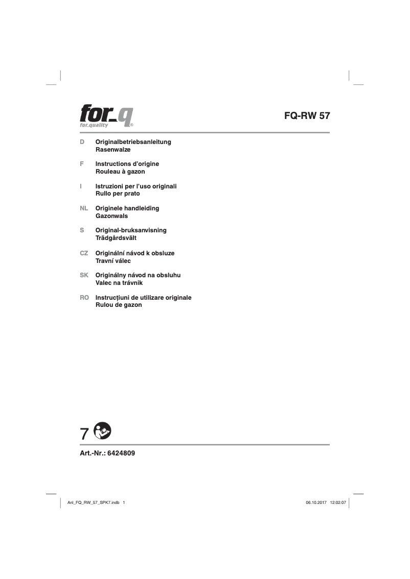 First page image of the manual for FQ-RW 57