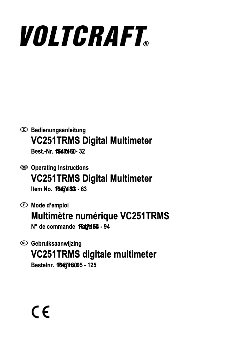 Page 1 of the manual User Manual Voltcraft VC251