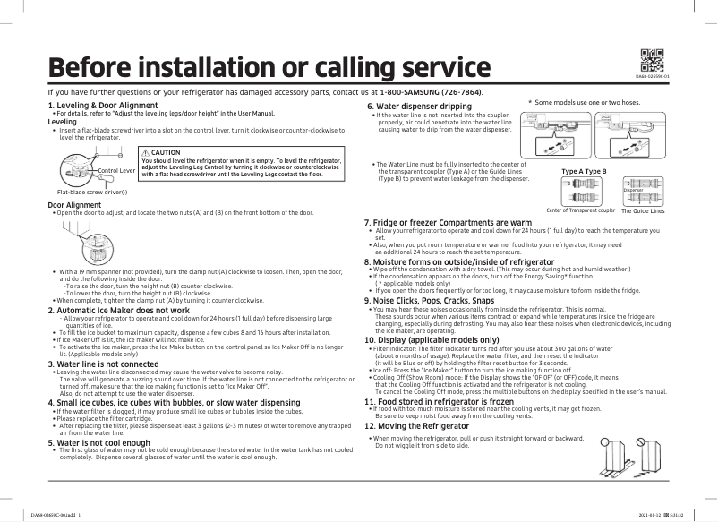 Page 1 of the manual Quick Start Guide Samsung RS23A500ASR