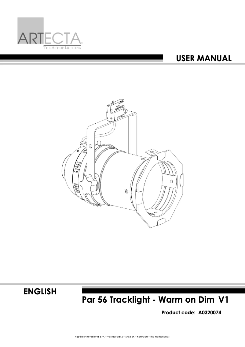 First page image of the manual for Par 56 Tracklight - Warm on Dim