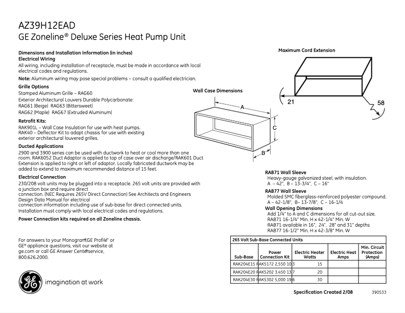 First page image of the manual for AZ39H12EAD