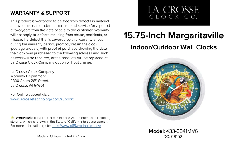 First page image of the manual for 433-3841MV6