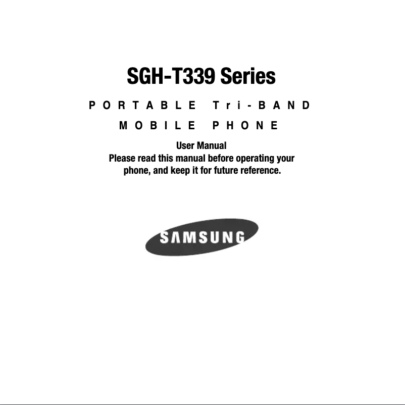 First page image of the manual for SGH-T339