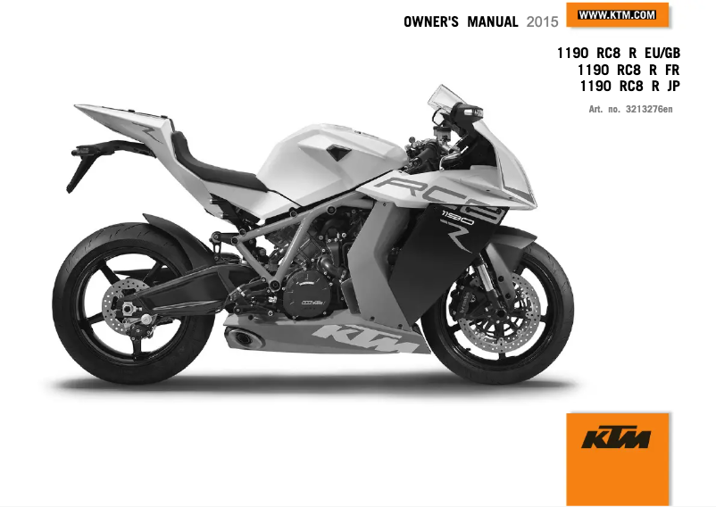Page 1 of the manual User Manual KTM 1190 RC8 R