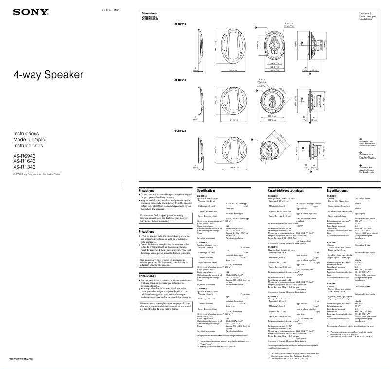 First page image of the manual for XS-R1643